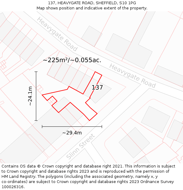 137, HEAVYGATE ROAD, SHEFFIELD, S10 1PG: Plot and title map