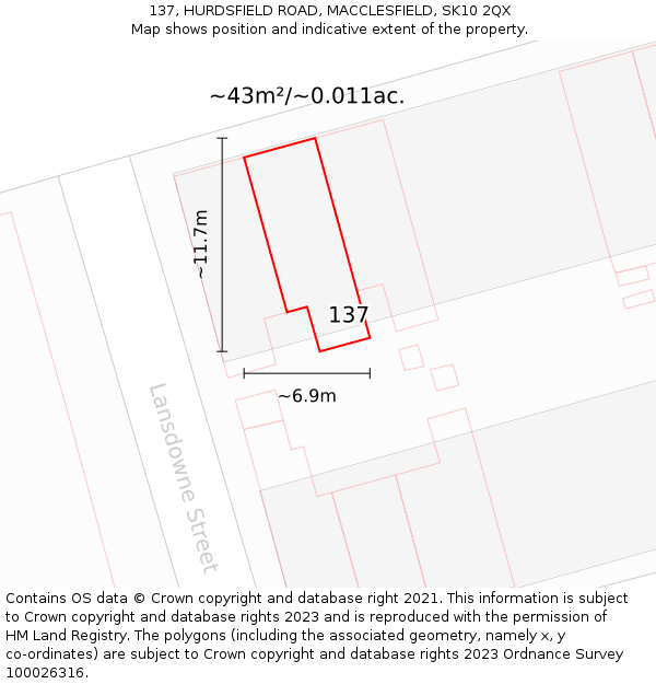 137, HURDSFIELD ROAD, MACCLESFIELD, SK10 2QX: Plot and title map