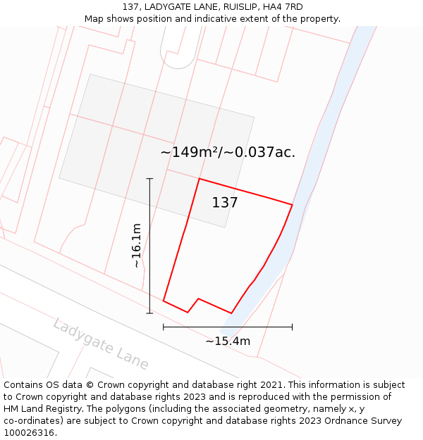 137, LADYGATE LANE, RUISLIP, HA4 7RD: Plot and title map