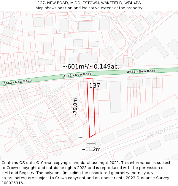 137, NEW ROAD, MIDDLESTOWN, WAKEFIELD, WF4 4PA: Plot and title map
