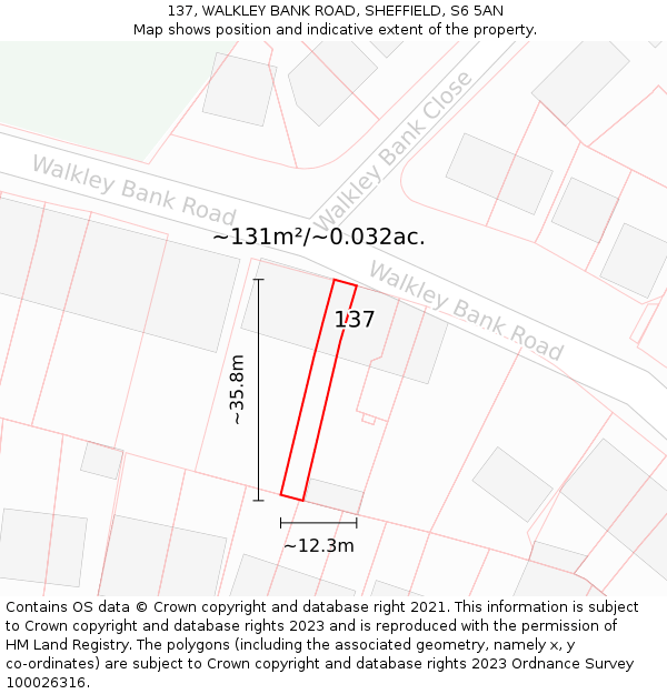 137, WALKLEY BANK ROAD, SHEFFIELD, S6 5AN: Plot and title map
