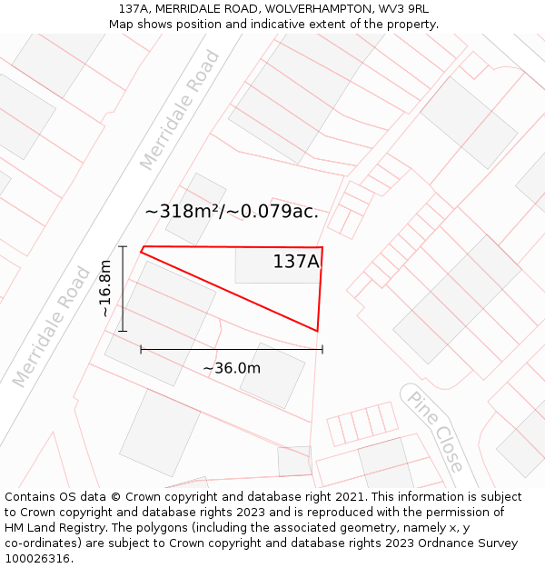 137A, MERRIDALE ROAD, WOLVERHAMPTON, WV3 9RL: Plot and title map