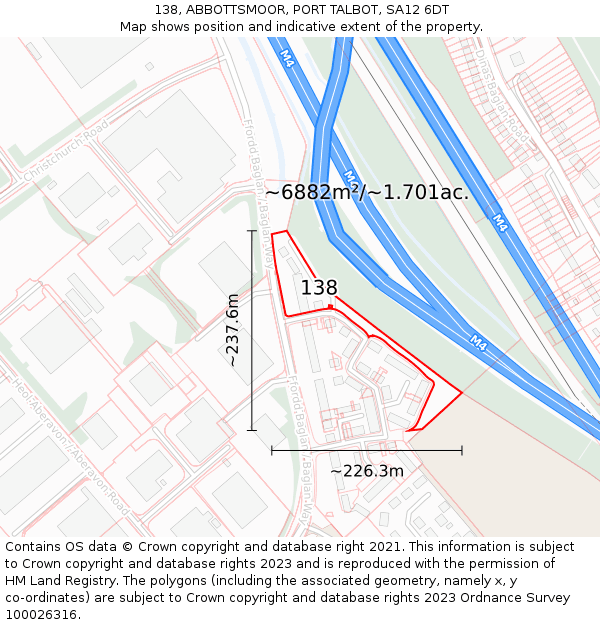 138, ABBOTTSMOOR, PORT TALBOT, SA12 6DT: Plot and title map