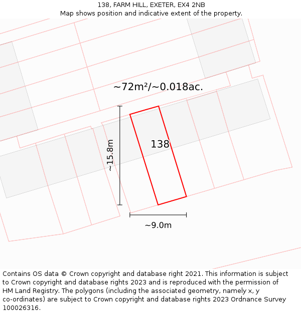 138, FARM HILL, EXETER, EX4 2NB: Plot and title map