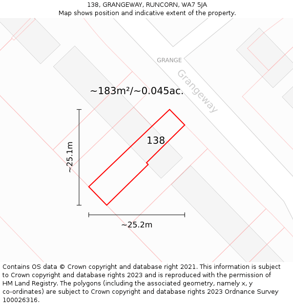 138, GRANGEWAY, RUNCORN, WA7 5JA: Plot and title map