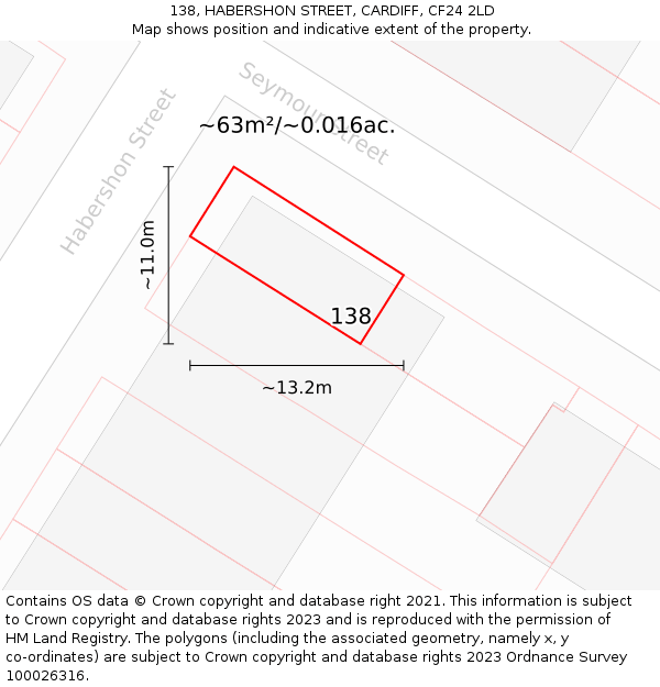 138, HABERSHON STREET, CARDIFF, CF24 2LD: Plot and title map