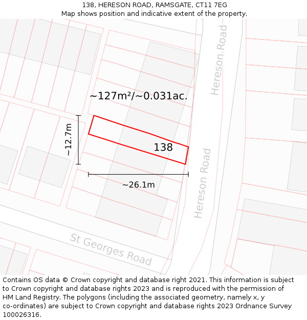 138, HERESON ROAD, RAMSGATE, CT11 7EG: Plot and title map