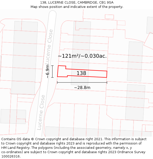 138, LUCERNE CLOSE, CAMBRIDGE, CB1 9SA: Plot and title map