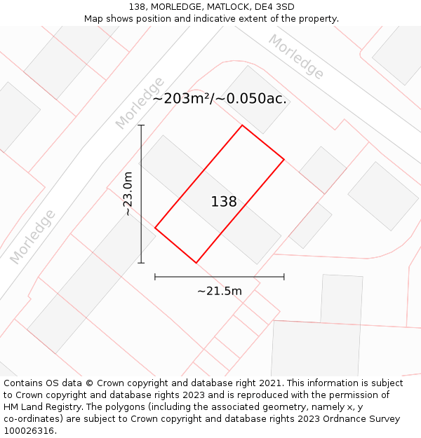 138, MORLEDGE, MATLOCK, DE4 3SD: Plot and title map