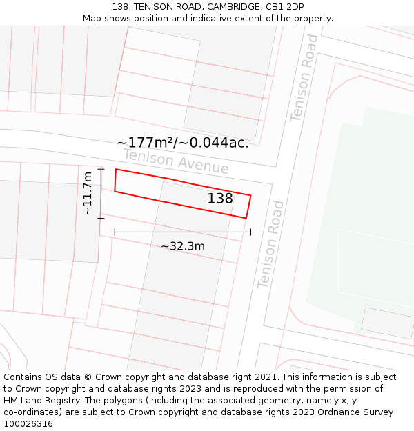 138, TENISON ROAD, CAMBRIDGE, CB1 2DP: Plot and title map