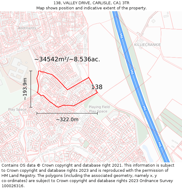 138, VALLEY DRIVE, CARLISLE, CA1 3TR: Plot and title map