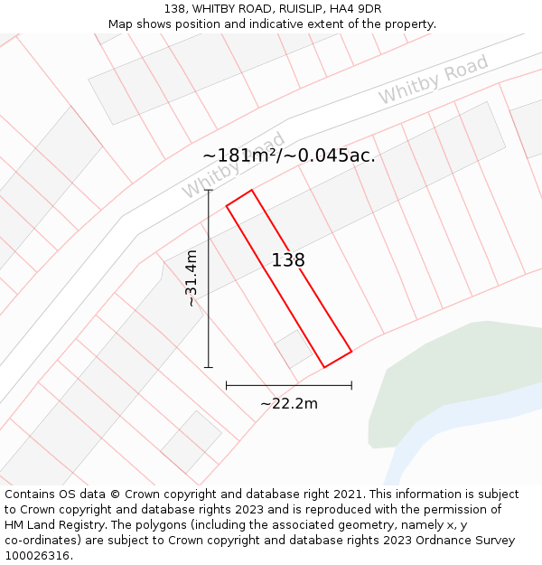 138, WHITBY ROAD, RUISLIP, HA4 9DR: Plot and title map