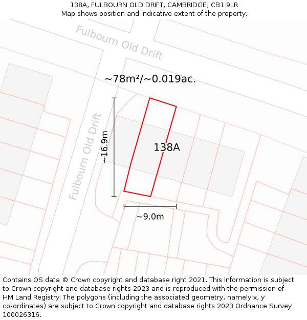 138A, FULBOURN OLD DRIFT, CAMBRIDGE, CB1 9LR: Plot and title map