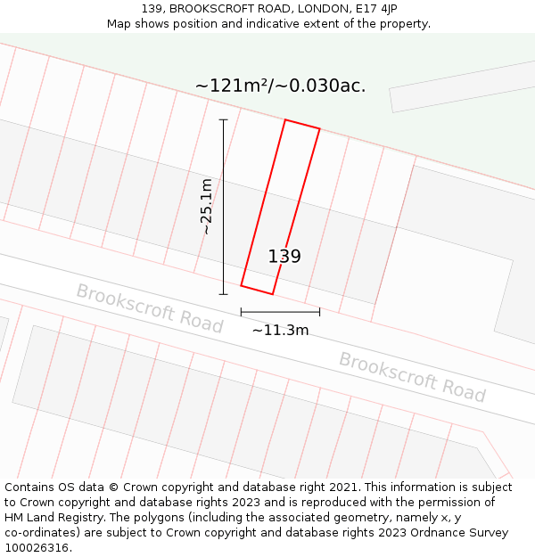 139, BROOKSCROFT ROAD, LONDON, E17 4JP: Plot and title map