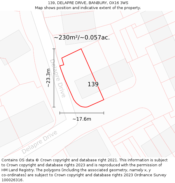 139, DELAPRE DRIVE, BANBURY, OX16 3WS: Plot and title map