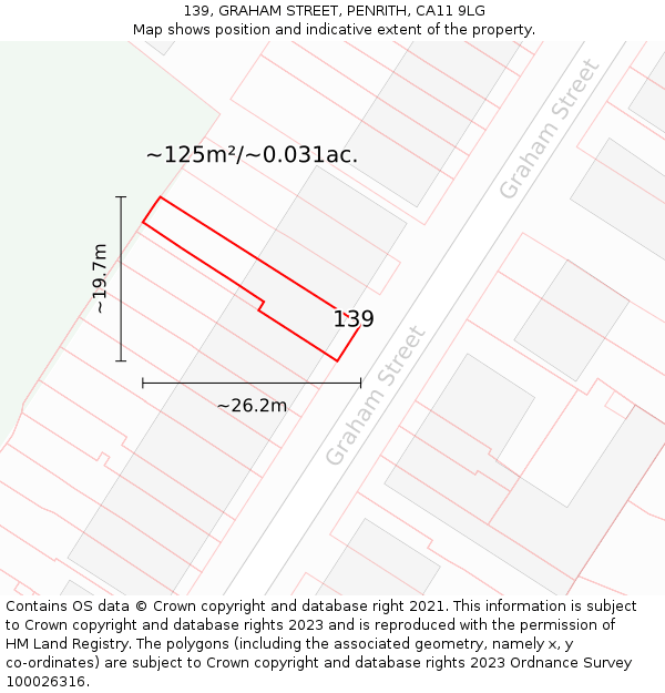 139, GRAHAM STREET, PENRITH, CA11 9LG: Plot and title map