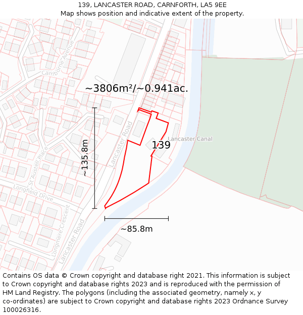 139, LANCASTER ROAD, CARNFORTH, LA5 9EE: Plot and title map