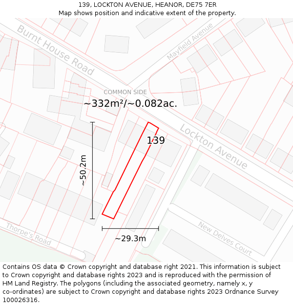 139, LOCKTON AVENUE, HEANOR, DE75 7ER: Plot and title map