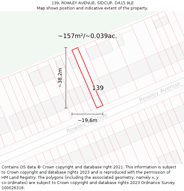 139, ROWLEY AVENUE, SIDCUP, DA15 9LE: Plot and title map