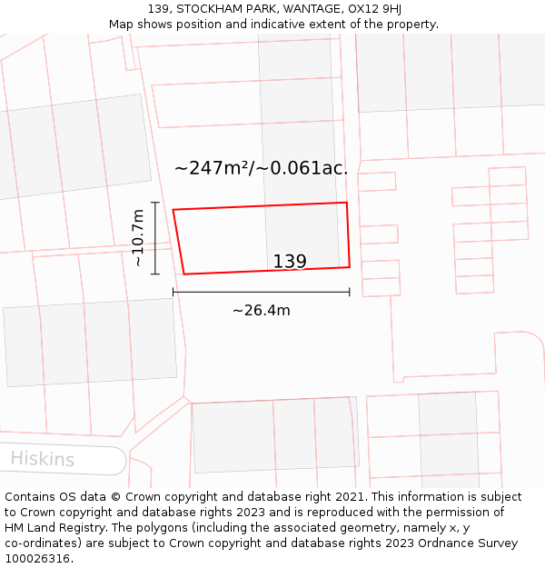 139, STOCKHAM PARK, WANTAGE, OX12 9HJ: Plot and title map