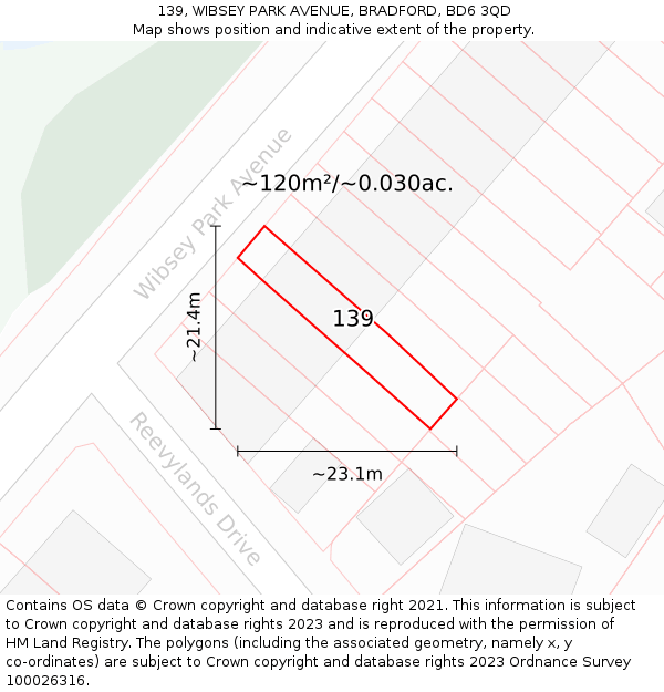 139, WIBSEY PARK AVENUE, BRADFORD, BD6 3QD: Plot and title map
