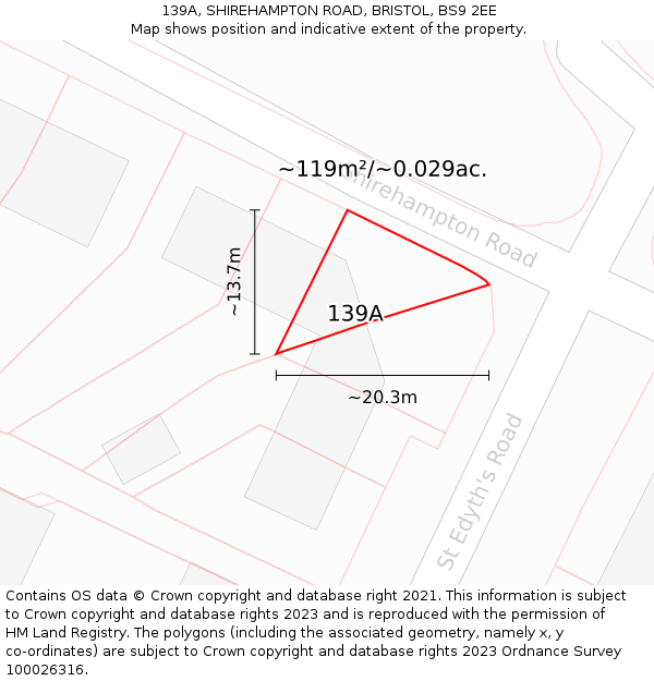 139A, SHIREHAMPTON ROAD, BRISTOL, BS9 2EE: Plot and title map