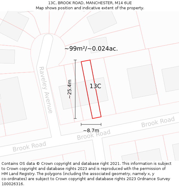 13C, BROOK ROAD, MANCHESTER, M14 6UE: Plot and title map