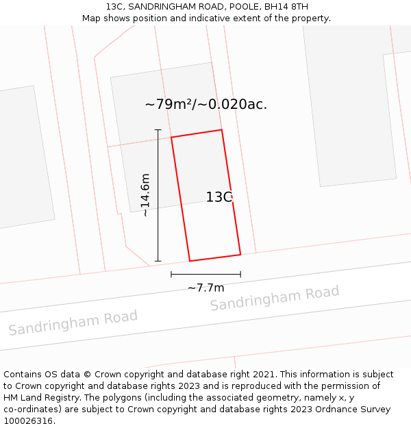 13C, SANDRINGHAM ROAD, POOLE, BH14 8TH: Plot and title map