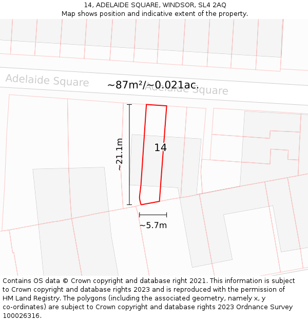 14, ADELAIDE SQUARE, WINDSOR, SL4 2AQ: Plot and title map