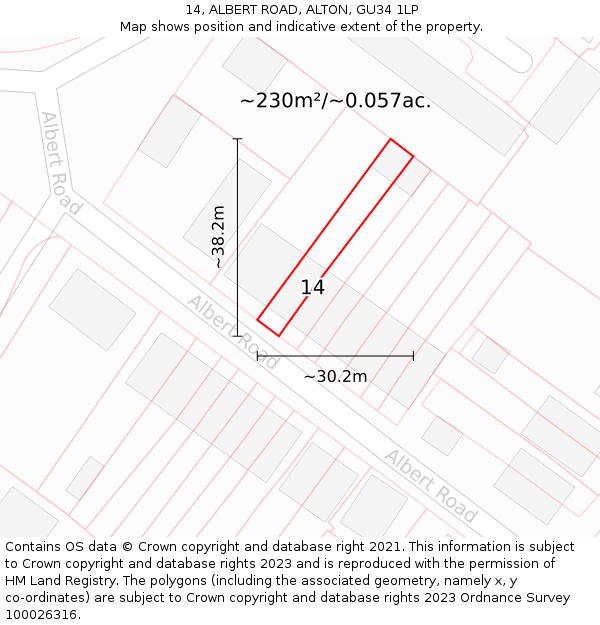 14, ALBERT ROAD, ALTON, GU34 1LP: Plot and title map