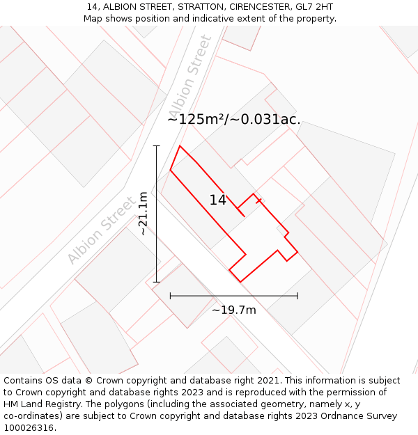 14, ALBION STREET, STRATTON, CIRENCESTER, GL7 2HT: Plot and title map