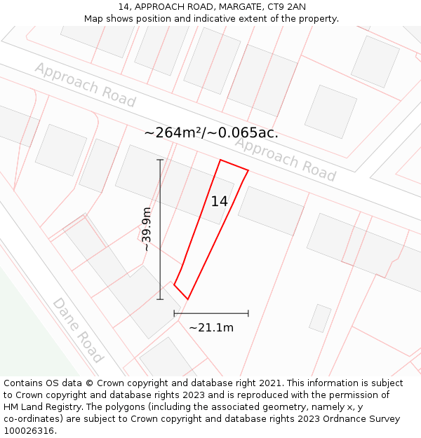 14, APPROACH ROAD, MARGATE, CT9 2AN: Plot and title map