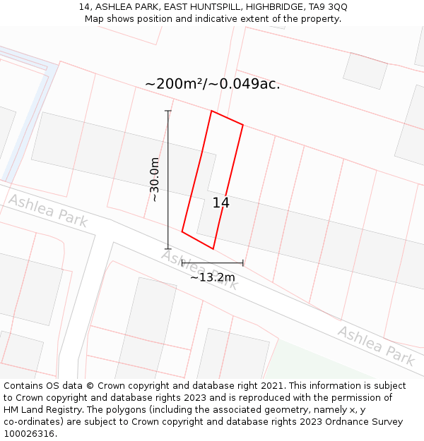 14, ASHLEA PARK, EAST HUNTSPILL, HIGHBRIDGE, TA9 3QQ: Plot and title map