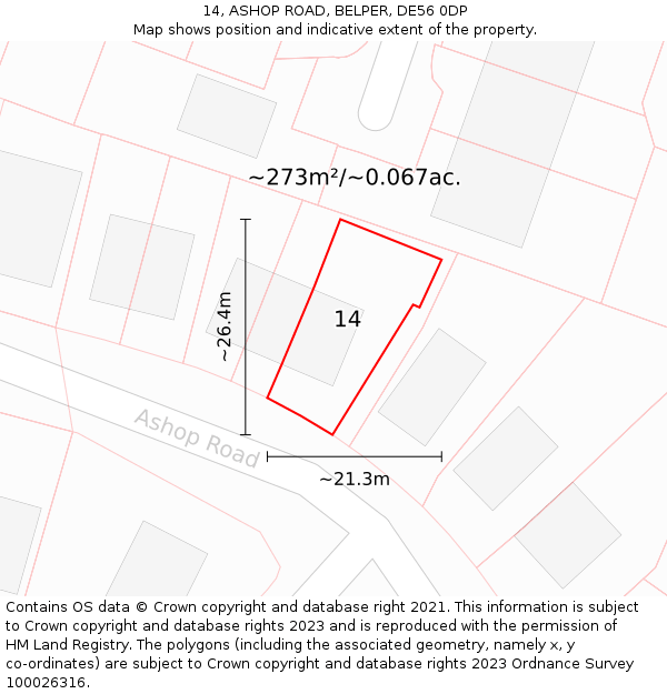 14, ASHOP ROAD, BELPER, DE56 0DP: Plot and title map