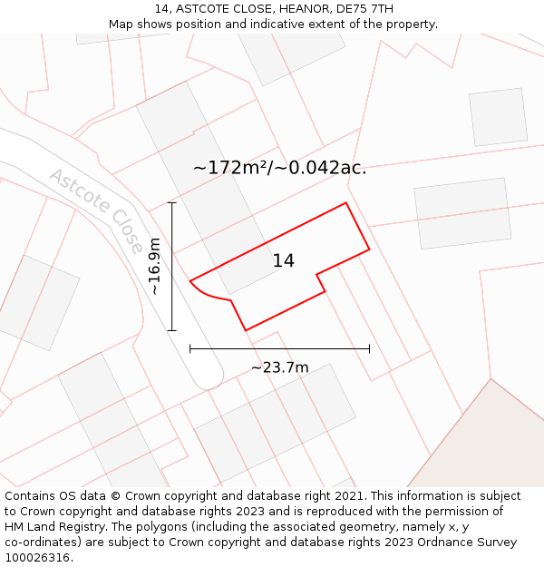 14, ASTCOTE CLOSE, HEANOR, DE75 7TH: Plot and title map