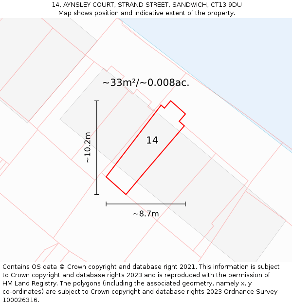 14, AYNSLEY COURT, STRAND STREET, SANDWICH, CT13 9DU: Plot and title map