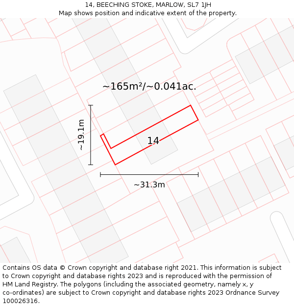 14, BEECHING STOKE, MARLOW, SL7 1JH: Plot and title map