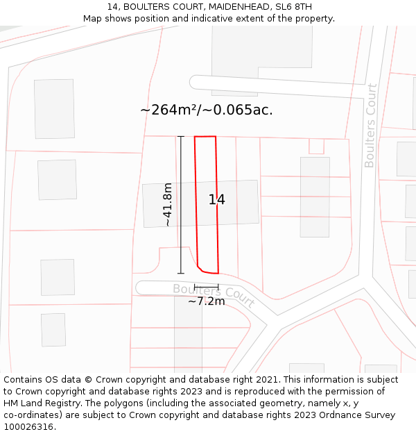 14, BOULTERS COURT, MAIDENHEAD, SL6 8TH: Plot and title map