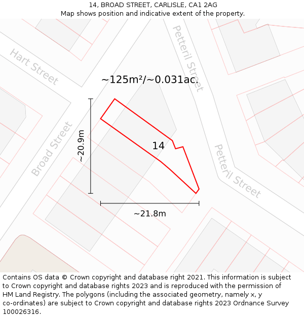 14, BROAD STREET, CARLISLE, CA1 2AG: Plot and title map