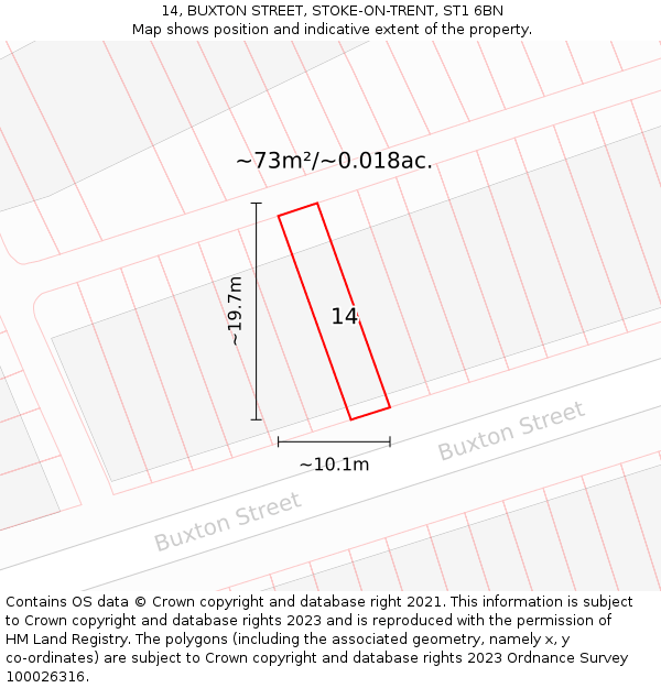 14, BUXTON STREET, STOKE-ON-TRENT, ST1 6BN: Plot and title map