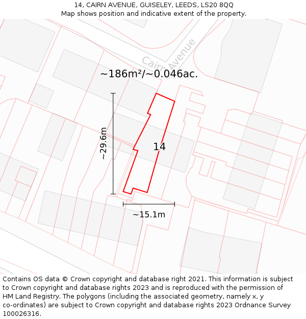 14, CAIRN AVENUE, GUISELEY, LEEDS, LS20 8QQ: Plot and title map