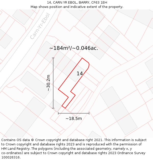 14, CARN YR EBOL, BARRY, CF63 1EH: Plot and title map