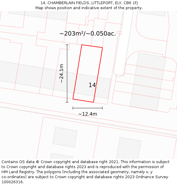 14, CHAMBERLAIN FIELDS, LITTLEPORT, ELY, CB6 1FJ: Plot and title map