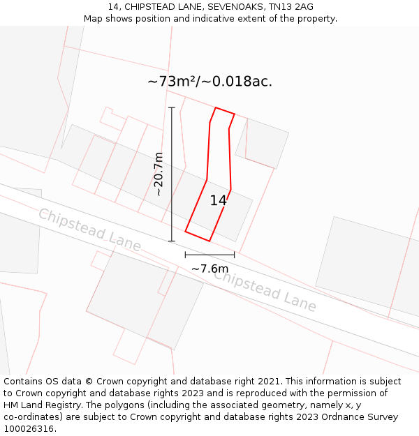 14, CHIPSTEAD LANE, SEVENOAKS, TN13 2AG: Plot and title map