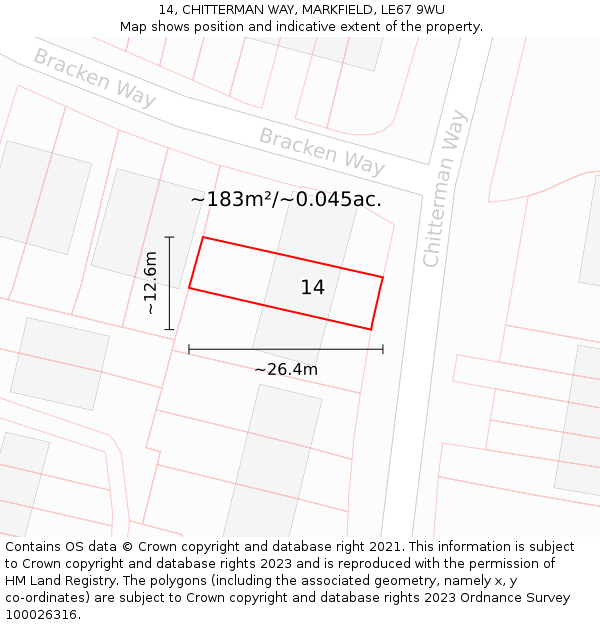 14, CHITTERMAN WAY, MARKFIELD, LE67 9WU: Plot and title map