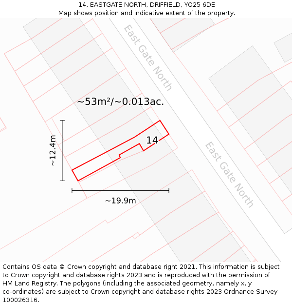 14, EASTGATE NORTH, DRIFFIELD, YO25 6DE: Plot and title map