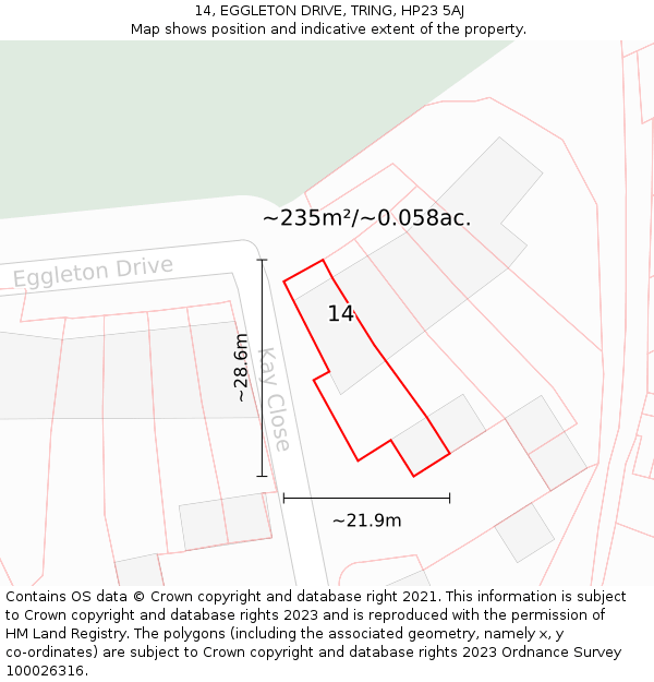 14, EGGLETON DRIVE, TRING, HP23 5AJ: Plot and title map
