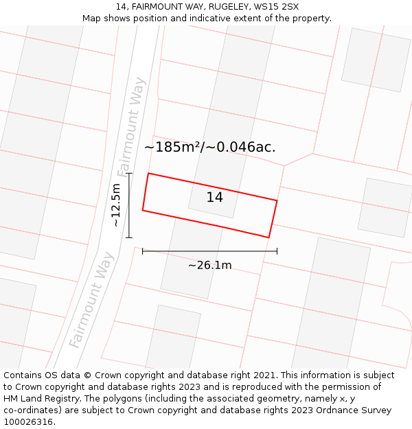 14, FAIRMOUNT WAY, RUGELEY, WS15 2SX: Plot and title map
