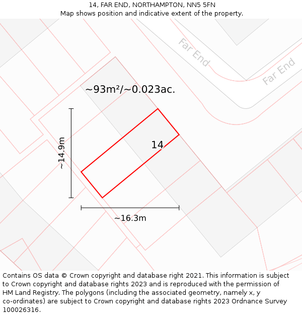 14, FAR END, NORTHAMPTON, NN5 5FN: Plot and title map