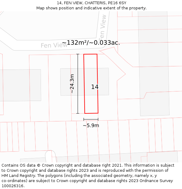 14, FEN VIEW, CHATTERIS, PE16 6SY: Plot and title map